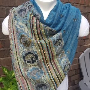 Reversible Blue & Army Green Festival Scarf Shawls